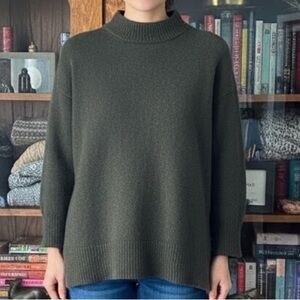 Poppy Barley Olive Green Mockneck, Wool Sweater